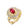 Anillo de lujo francés vintage con gema roja de paloma, estilo frío, texturado, tallado en oro, hecho a mano con trefilado.