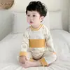 Pijama Íntimo de Bebê Algodão Primavera e Outono Cintura Alta Proteção da Barriga Conjunto Dividido para Recém-nascido Roupas de Outono para Bebê Calças de Outono Roupas Básicas
