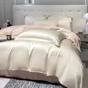 Juego de colcha de verano de cuatro piezas Tencel clase A Sábana de cama doble 2m Funda de colcha sedosa de alta gama Ropa de cama para el hogar
