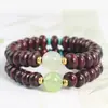 Pulsera de Sándalo de Arena Roja Natural con Cuentas de Ábaco Pulsera Creativa de Nuevo Estilo Chino Tendencia Nacional Joyería de Madera para Mano de Pareja Hombre y Mujer Cuentas de Buda
