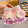 Luvas de Meio Dedo para Bebê Outono e Inverno Bebê Quente Dobráveis Tricô com Dedos de Fora Menina Dedo Desenho Animado 2024 Novo