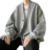 Suéter Cardigan Masculino Primavera e Outono Preto Solto Roupa Tooling Moda Japonesa Marca de Luxo Outono Plumpian Bonito Jaqueta Casual