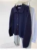 Cardigan de Punto de Lana Pura con Cuello Polo de Punto Trenzado Color Sólido Holgado Abotonado para Principios de Otoño 2025 con un Estilo Elegante para Ir al Trabajo