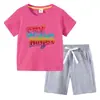 Camiseta infantil de verano 2023, nueva ropa infantil de comercio exterior, pantalones de manga corta de algodón coreano para niños, traje de dos piezas