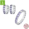 Conjunto de joias de brinco de zircônia roxa requintada charm original de prata brincos de prata s925 elegantes de luxo atacado