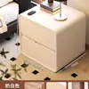 Mesita de Noche de Madera Maciza de Estilo Sencillo con Dos Cajones Color Nogal Gabinete de Noche de Piso Integrado Gabinete de Almacenamiento Silencioso para Dormitorio