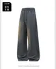 Pantalones de chándal para hombre con dobladillo curvo y remaches estilo americano, novedad otoño 2026, estilo urbano alto, holgados, pierna ancha, casual, versátiles, pantalones deportivos