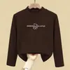 Camiseta de manga comprida para meninas, novo estilo outono/inverno, segunda pele infantil, gola alta meia-lua de veludo alemão, blusa macia escovada para meninas pequenas