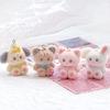 Conejo Adorable Flocado, Cachorro y Gatito Colgante Llavero DIY Cadena para Teléfono Encanto para Bolso Materiales Accesorios