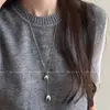Collar Ajustable Plateado Coreano Forma de Gota de Agua para Niñas 2025 Nuevo Nicho Cadena de Suéter de Gama Alta Accesorios de Moda Versátiles
