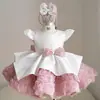 Vestido de aniversário de um ano para crianças, vestido de princesa de comércio exterior transfronteiriço para meninas, vestido com design de aniversário para bebês, vestido para apresentação de piano, vestido de tule