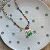 Collar Coreano Hecho a Mano de Celebridad de Internet Colgante de Oso Infantil Cadena para Clavícula de Cuentas de Color Lindo Sentido de Diseño Nicho