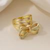 Aogu Moda Personalidade Desenho Artesanato Banhado A Cobre 18K Ouro Arco Anel Feminino Design Sentido Nicho Anel Exagerado