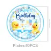 Paquete de Decoración de Cumpleaños Nuevo Patito Amarillo de Amazon Tema Vasos de Papel Desechables, Servilletas de Papel, Platos de Papel, Banderines y Banderas