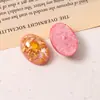 Zhen Tu Brillo Perla Hoja de Oro Flor Seca Oval Mitad Redonda Parche de Resina Accesorios Pendientes DIY Accesorios para el Cabello Botones
