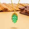 Novo estilo embutido verde calcedônia pingente rosa jade areia colar de ouro pingente feminino flor clavícula pingente pingente de jade pingente atacado