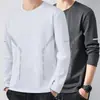 [Compra uno y llévate otro gratis] Camiseta de manga larga fina de otoño para hombre, elástica, corte holgado, informal moderna con cuello redondo, camiseta básica