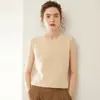 Colete de Cashmere sem Mangas com Gola Redonda para Mulheres, Suéter Base Tricotado para Outono e Inverno, Colete, Camada Interna, Colete Quente, Todo em Cashmere