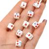 8x 8mm cerâmica pintada à mão impressa cereja furo grande quadrado contas contas soltas handmade diy pulseira acessórios de joias fabricantes atacado