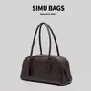 Bolsa Tote de Gama Alta para Mujer 2026 Nuevo Modelo Piel de Vaca de Capa Superior de Grano Completo Bolso Tipo Bowling Cuero Genuino Estilo Minimalista Bolso de Hombro