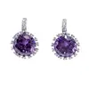 Pendientes de Circonita Coloridos, Simples y Exquisitos, Versátiles, Púrpura Noble, Modernos, Lujo Accesible, Diseño de Nicho, Pendientes para Niñas