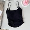 Nuevo Estilo Diseño Puro Dulce y Picante Camisola Plisada para Mujer con Almohadilla Fija en el Pecho Ropa Interior Ropa Exterior Ajustada Hermosa Espalda Top