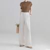 Pantalones Anchos de Lino Tencel Estilo Old Money Yanrui para Mujer, Verano Delgados 2026 Nuevos de Cintura Alta Casual Largos hasta el Suelo