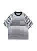 Disfraces de Verano Sureño Verano Retro Americano Patchwork Cuello Redondo Bolsillo Rayas Camiseta Moderna Holgada Versátil Manga Corta