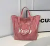 Bolsa Tote Transfronteiriça Cor Blocada Listrada Grande Capacidade Bolsa Feminina 2026 Nova Bolsa de Lona Bolsa de Mão Simples Bolsa de Ombro