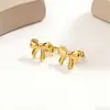 Pendientes Minimalistas de Moda con Lazo Pequeño de Acero de Titanio para Mujer, Estilo Fresco, Temperamento Único, Pendientes Frescos, Accesorios de Moda de Celebridades de Internet