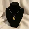 Venda Quente Estrela Lua Trama Abraço dos Sonhos Lua Colar de Aço Titânio ins Luz Luxo Alto Padrão Versátil Corrente da Clavícula Presente de Aniversário para Melhor Amigo
