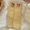 Calcetines de Polar de Oso de Dibujos Animados para Mujer, Cálidos y Engrosados de Invierno, Lindos Calcetines de Media Pantorrilla, No Sueltan Pelusa, Calcetines para Dormir en Casa para Mujer