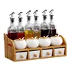 Juego de Tarros Cerámicos para Condimentos de Cocina, Caja de Especias para el Hogar, Juego Combinado de Botellas de Aceite de Vidrio, Aceite, Sal, Vinagre, Sal de Chile