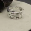 Anillo Ajustable de Plata Pura 999 con Edicto Taoísta y Diamante, Nuevo Estilo Chino Retro Tendencia Nacional Anillo Abierto