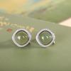 Aretes cuadrados de plata esterlina S925 con incrustaciones de jade Hetian, sencillos, para mujer, personalidad, versátiles, nicho