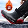 Botas de Lluvia Forradas de Polar Transfronterizas para Hombre, Botas de Lluvia de Media Caña, Zapatos Acuáticos Antideslizantes, Botas de Lluvia de Moda para Exportación, Zapatos de Goma para el Trabajo, Zapatos de Cocina para Hombre