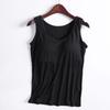 Chaleco Cruzado Talla Grande de Modal con Almohadilla en el Pecho para Mujer, Copa sin Aros, Ropa Interior de una Pieza, Camiseta Base Interior
