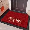 Feliz Cien Bendiciones Estilo Nacional Felpudo de Entrada Alegría de Inauguración de Casa Alfombra Roja Entrada del Hogar Felpudo Antideslizante Resistente a la Suciedad
