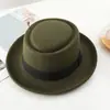 Nuevo Estilo Británico Cinta Negra Cúpula Europeo y Americano Curvado Pequeño Bombín Bulto Cabeza Plana Comercio Exterior Sombrero de Fieltro Sombrero de Jazz