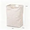 Cesta de ropa sucia de algodón y lino, cesto de ropa sucia para el hogar, cesta de lavandería de tela plegable y portátil, cesta de almacenamiento impermeable para dormitorio y baño con asa de madera