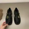 Zapatos de Cuero Pequeños Estilo Británico con Suela Gruesa para Mujer 2023 Primavera Retro Punta Cuadrada Mary Janes Mocasines