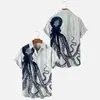 Camisa Hawaiana Transfronteriza Impresión 3D Mapa Patrón de Animales Manga Corta Cómoda Ocio Suministro Directo de Fábrica