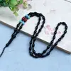 Venta al por mayor del fabricante Cordón Tejido Grueso Imitación Obsidiana Negra Joyería Dorada Jade Colgante de Jade Cordón Colgante Cordón para el Cuello