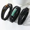 Pulsera de Piedra Ojo de Tigre Popular Transfronteriza Europea y Americana para Hombre Pulsera de Cuerda de Cuero Multicapa Pulsera de Piedra Hebilla Magnética Pulsera Antiestática