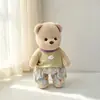 30cm Urso Articulado Médio Lina Roupas Urso Branco Boné de Bola Macacão Roupa Boneca Urso de Pelúcia Vestir