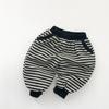 Calça Listrada Espessa Forrada com Fleece Versátil para Meninos Calças Grossas Novas de Inverno para Bebês Calças Quentes Casuais Estilo Coreano para Meninas