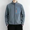 Jaqueta corta-vento masculina de fleece com gola alta, quente, respirável, confortável, jaqueta moletom cardigã casual esportiva