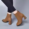 Botines de cuero suave con punta cuadrada, botines de otoño para mujer, nueva colección otoño/invierno 2026, botines de cuero estilo británico, botines versátiles de tacón alto con forro de felpa, botas Martin