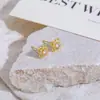 Pendientes de Botón de Fuegos Artificiales Chapados en Oro Real de 18 Quilates con Circonita Cúbica Europea y Americana Resina Aguja de Plata Pendientes de Moda de Gama Alta para Mujer