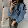 Camiseta de Manga Longa Cor Sólida Estilo Coreano Nova para Mulheres, Outono e Primavera 2026, Roupas Soltas e Versáteis para Estudantes, Atacado de Tops Femininos